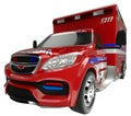 Emergency services vehicle: wide angle view of on white Royalty Free Stock Photo