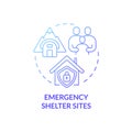 Emergency shelter sites blue gradient concept icon
