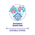 Emergency shelter sites concept icon
