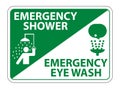 Emergency Shower,Eye Wash Symbol Sign Isolate On White Background,Vector Illustration EPS.10 Royalty Free Stock Photo