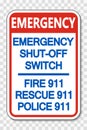 symbol Emergency Shut-Off Switch 911 Sign on transparent background Royalty Free Stock Photo