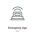 Emergency sign outline vector icon. Thin line black emergency sign icon, flat vector simple element illustration from editable Royalty Free Stock Photo