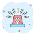 Emergency siren icon in comic style. Police alarm vector cartoon illustration on white isolated background. Medical alert business Royalty Free Stock Photo