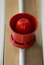 Emergency, siren and speaker for fire alarm, warning and evacuation with safety regulations or compliance. Red light on Royalty Free Stock Photo