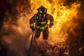 emergency smoke equipment fighter rescue fire firefighter safety fireman uniform. Generative AI.