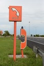 Emergency SOS phone booth in toll way, express way, highway Royalty Free Stock Photo