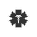 Emergency star - medical symbol Caduceus snake with stick icon isolated. Star of Life. Flat design