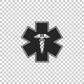 Emergency star - medical symbol Caduceus snake with stick icon isolated on transparent background. Star of Life