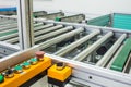 The emergency stop button on conveyor chain, and conveyor belt or auto machine in production line area