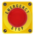 Emergency stop button isolated on white background. 3D illustration Royalty Free Stock Photo