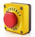 Emergency stop button isolated on white background. 3D illustration Royalty Free Stock Photo