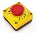 Emergency stop button isolated on white background. 3D illustration Royalty Free Stock Photo