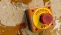 Emergency stop button in an old industry building Royalty Free Stock Photo