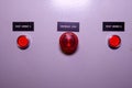Emergency stop. Emergency button. Red electric buttons. Royalty Free Stock Photo