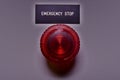 Emergency stop. Emergency button. Red electric button. HDR effect. Royalty Free Stock Photo