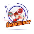 Emergency symbol concept. Fire car, ambulance with siren light - vector