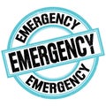 EMERGENCY text on blue-black round stamp sign