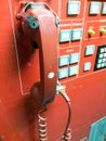 Emergency use only red phone hotline call button switch concept