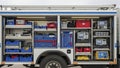 Emergency Vehicle Storage Compartments and Equipment Royalty Free Stock Photo