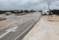 Emergency vehicles in Mahahual Hurricane Ernesto