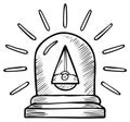Emergency Warning Light Sketch with Rays Symbolizing Alert, Danger, or Notification Royalty Free Stock Photo