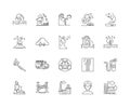 Emergincies and disasters line icons, signs, vector set, outline illustration concept