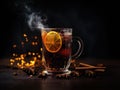 Midnight Elixir: Spiced Mulled Wine with Star Anise and Cinnamon on a Stark Black Canvas