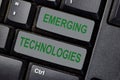 Emerging Technologies text write on keyboard isolated on laptop background Royalty Free Stock Photo