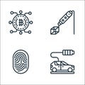 Emerging technology line icons. linear set. quality vector line set such as electric car, fingerprint, d pen