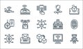 emerging technology line icons. linear set. quality vector line set such as robot, blockchain app, smart tv, hologram, smart home