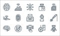 Emerging technology line icons. linear set. quality vector line set such as robot, haptic, deep learning, network server,