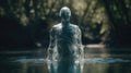 Emerging Water Human in Seamless Transition. Surreal Concept for Design.