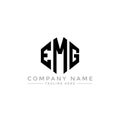 EMG letter logo design with polygon shape. EMG polygon and cube shape logo design. EMG hexagon vector logo template white and Royalty Free Stock Photo