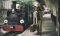 Emigrant to the train station Royalty Free Stock Photo