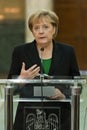 Emil Boc and Angela Merkel at Victoria Palace Royalty Free Stock Photo