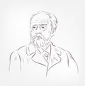 Emile Zola vector sketch illustration famous