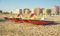 Emilia-Romagna, Italy, boats on the beach. Royalty Free Stock Photo