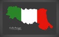Emilia-Romagna map with Italian national flag illustration Royalty Free Stock Photo