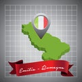 emilia-romagna map with map pointer. Vector illustration decorative design Royalty Free Stock Photo
