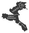 Emilia - Romagna - Marche - Veneto - Friuli - Venezia Giulia region map Italy