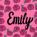 Emily Name card with lovely pink roses. Vector illustration. Royalty Free Stock Photo