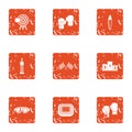 Eminence icons set, grunge style Royalty Free Stock Photo