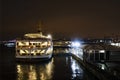 .city lines ferry at eminonu pier at dusk Royalty Free Stock Photo