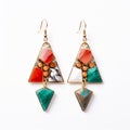 Emir-inspired Triangular Stone Earrings With Gold Metals