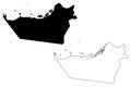 Emirate of Abu Dhabi Emirates of the United Arab Emirates, UAE map vector illustration, scribble sketch Abu Dhabi map