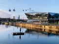 The Emirates Air Line is a cable car link across the River Thames in London, England, built by Doppelmayr with sponsorship Royalty Free Stock Photo