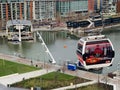 The Emirates Air Line is a cable car link across the River Thames in London, England, built by Doppelmayr with sponsorship Royalty Free Stock Photo