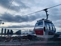 The Emirates Air Line is a cable car link across the River Thames in London, England, built by Doppelmayr with sponsorship Royalty Free Stock Photo