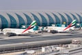 Emirates Airbus A380 airplanes Dubai airport in the United Arab Emirates Royalty Free Stock Photo