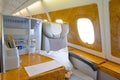 Emirates Airbus A380 business class interior Royalty Free Stock Photo